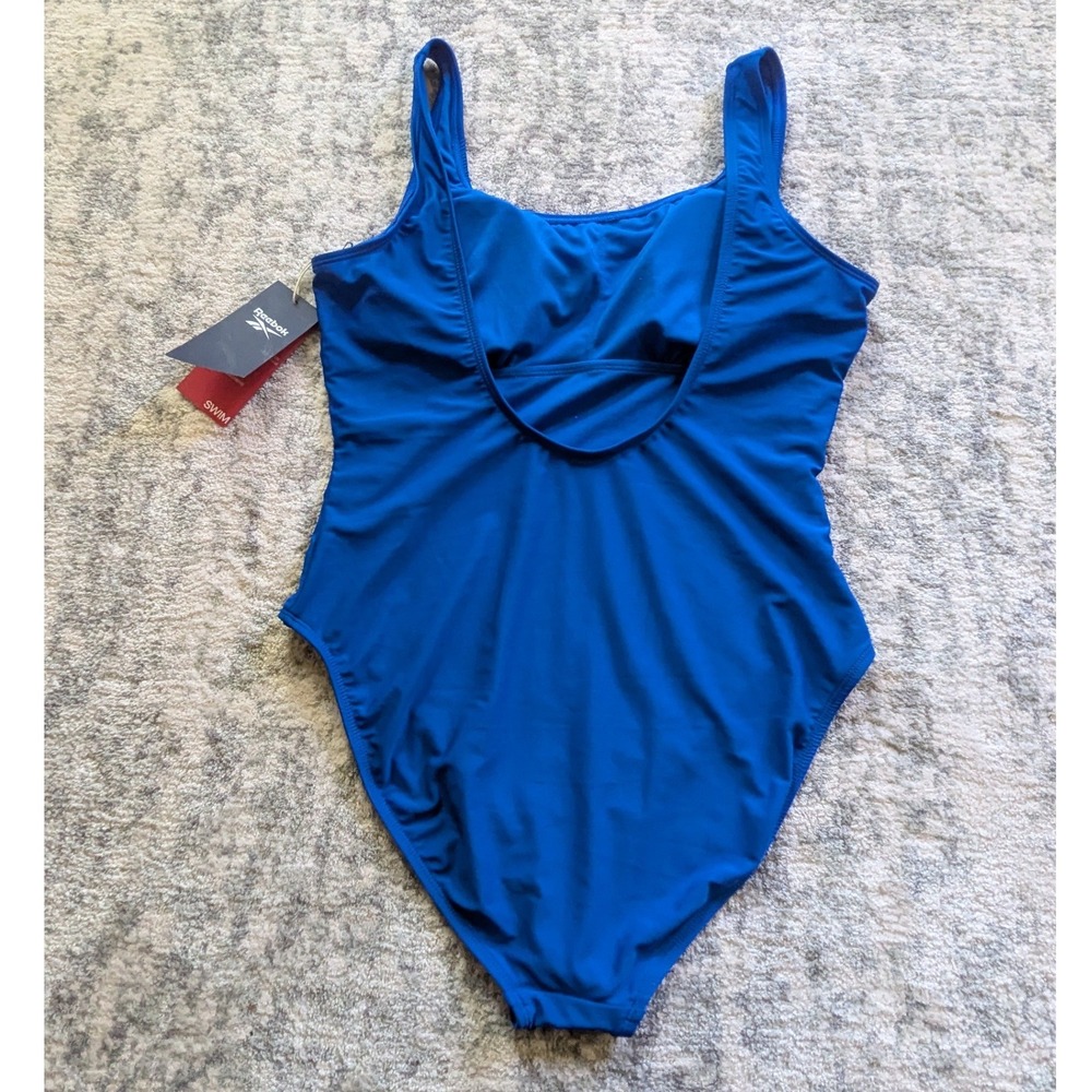 Reebok One Piece Swimsuit Women Sz L Blue Low Scoop Back NWT Lifeguard Swim Team - Picture 3 of 9